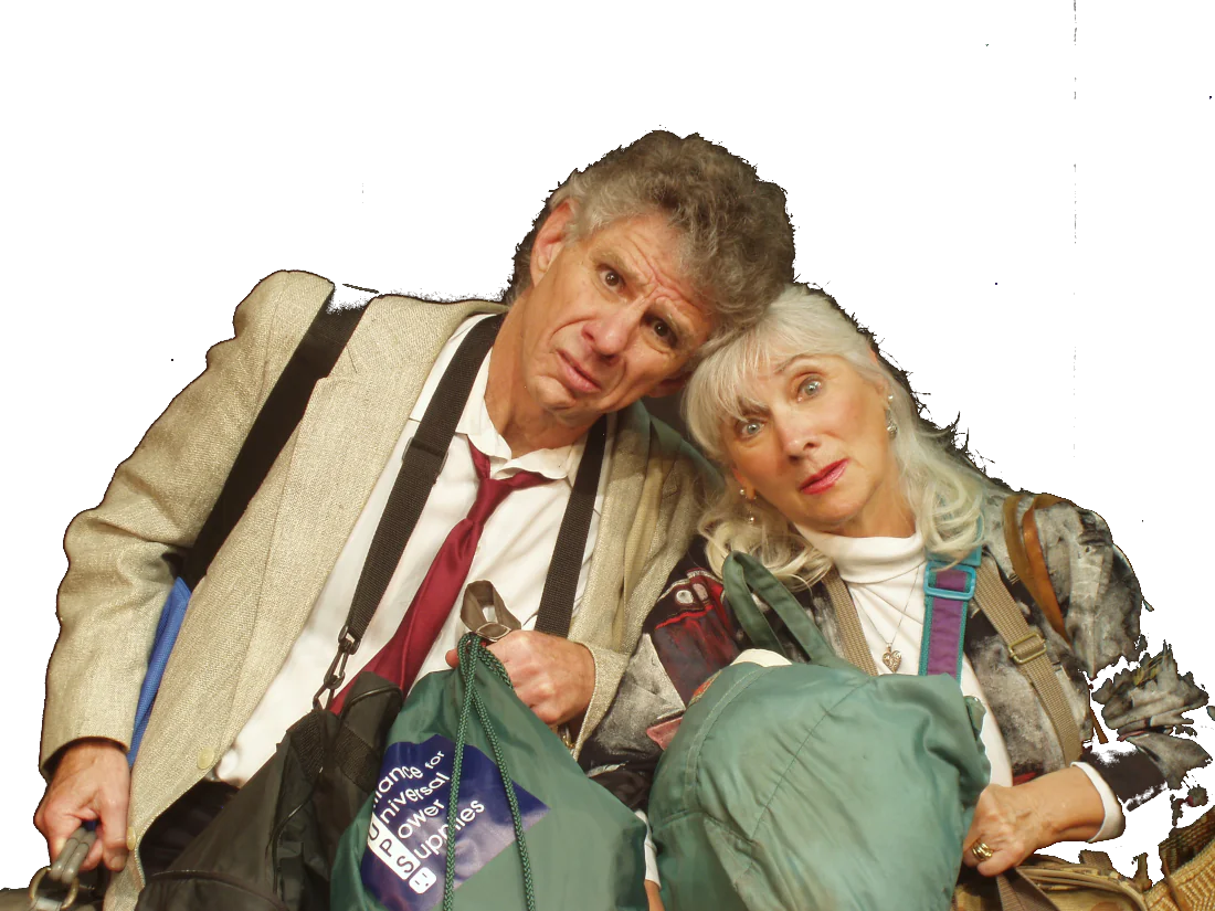 Errol & Rochelle carrying bags from show "Family Baggage"