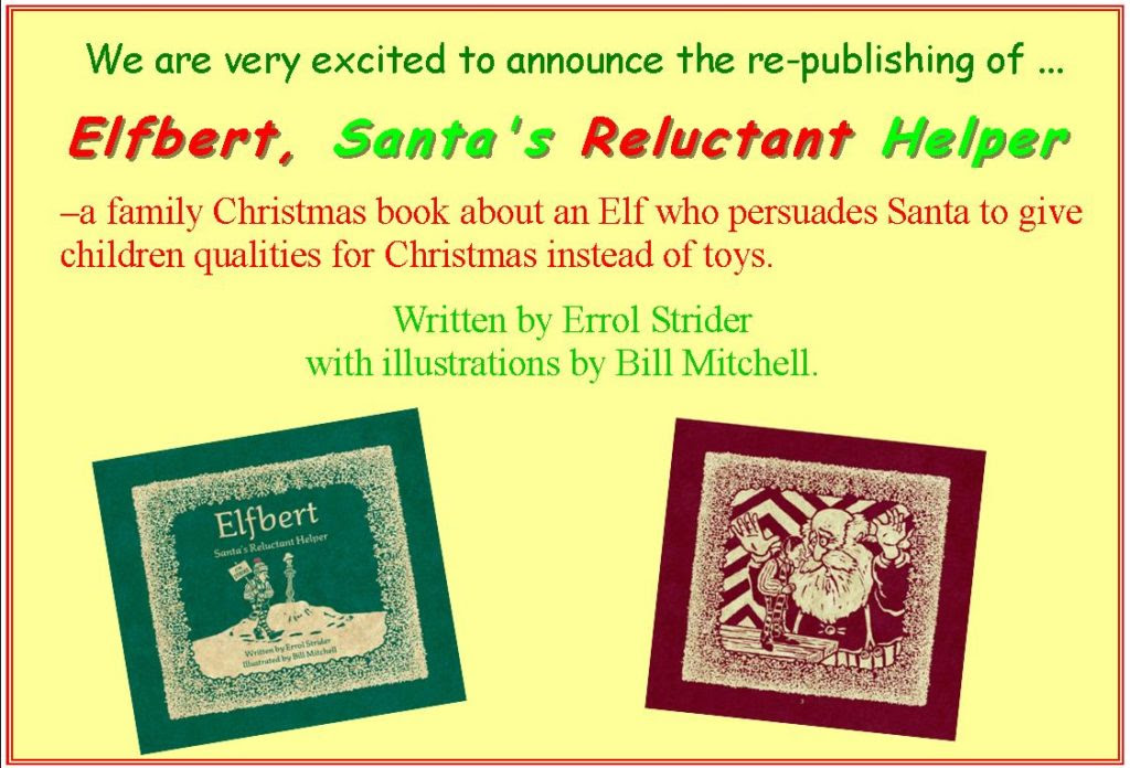 Description of book, "Elfbert, Santa's Helper" by Errol Strider and Bill Mitchell