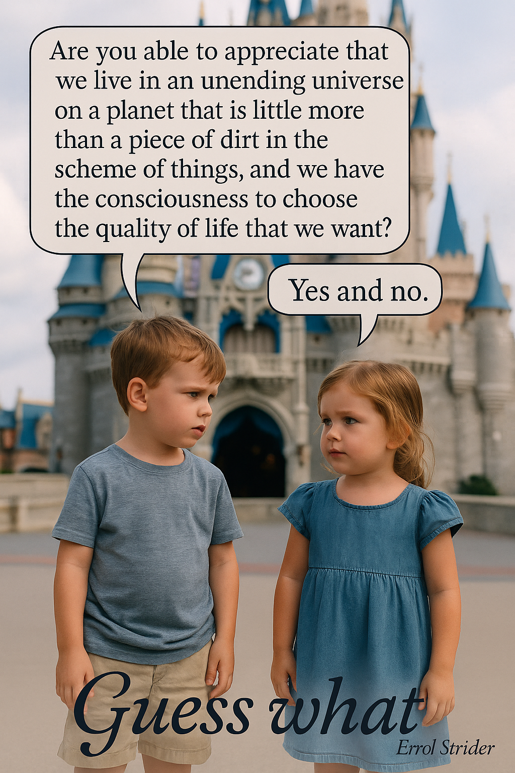 Are you able to appreciate that j we live in an unending universe on a planet that is little more than a piece of dirt in the scheme of things, and we have the consciousness to choose } the € quality of life that we want? [ P * — | J - Kid