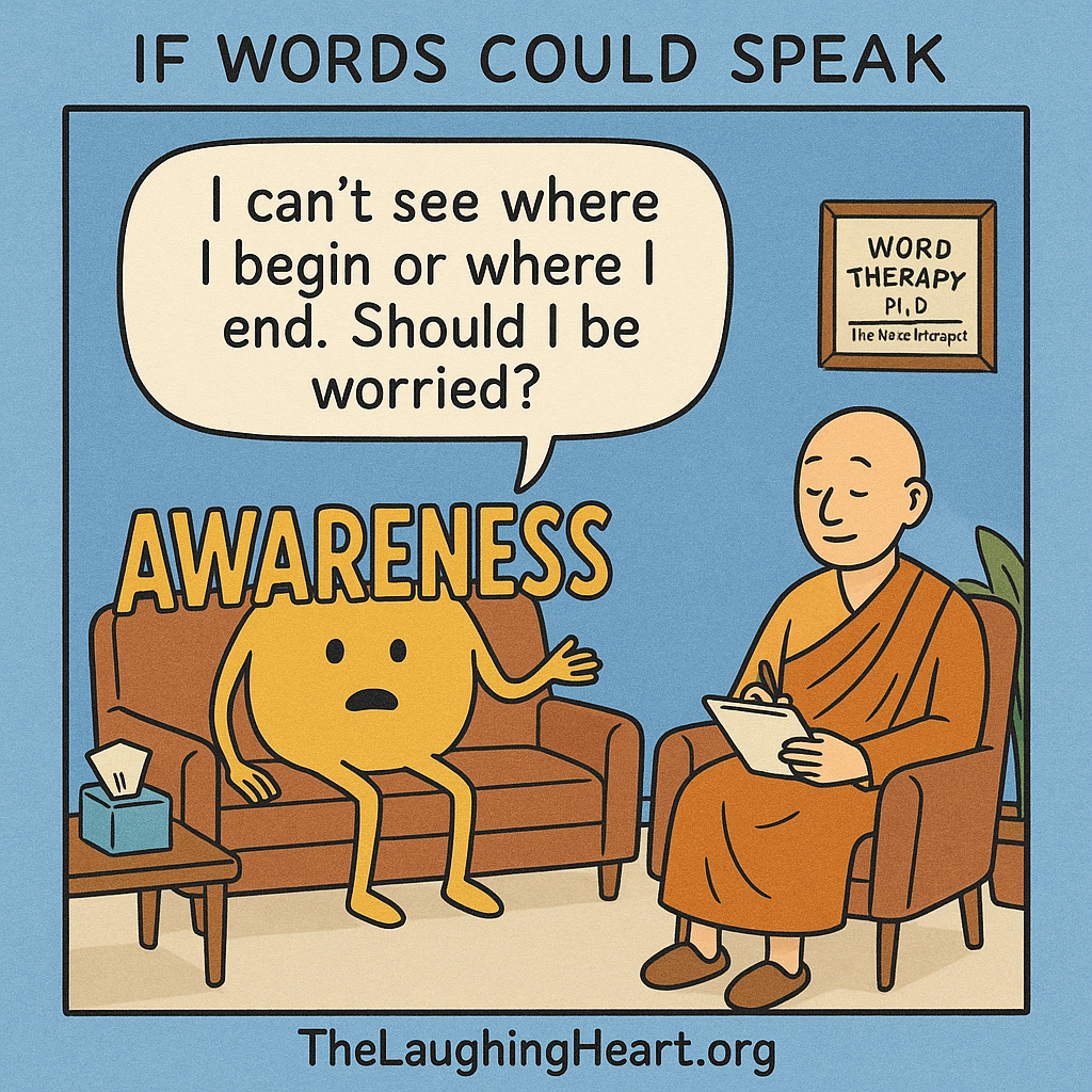 IF WORDS COULD SPEAK | can’t see where | begin or where | end. Should | be worried? TheLaughingHeart.org - Large Character