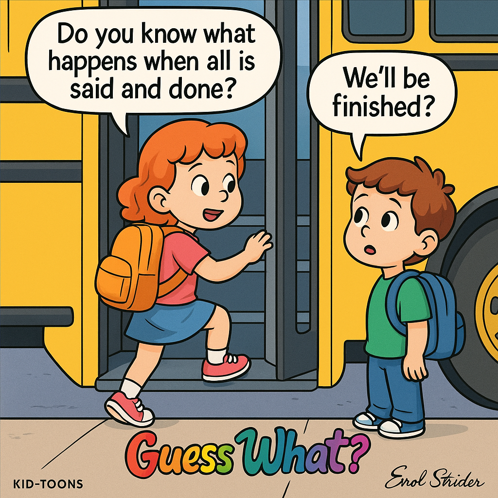 ————— | Do you know what happens when all is said and done? We'll be finished? KID-TOONS - Kid