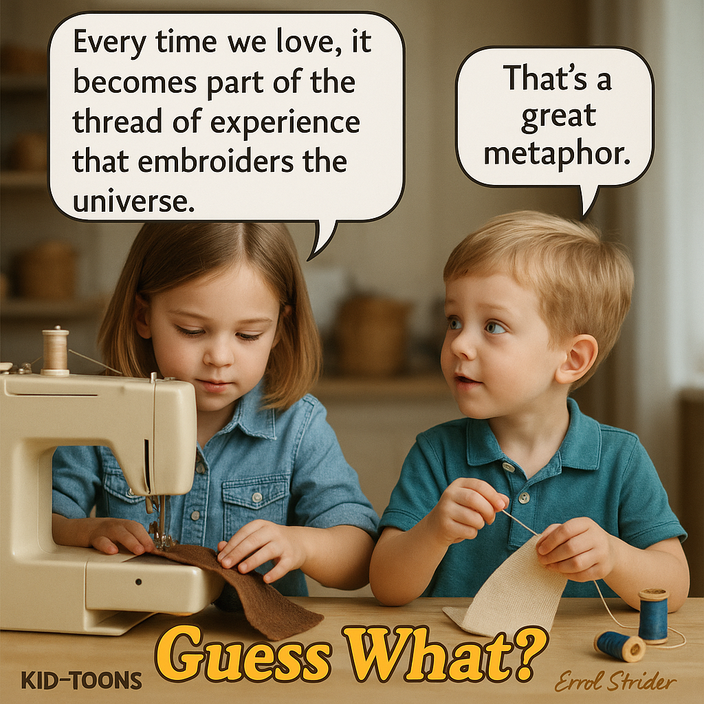 Every time we love, it becomes part of the That's a great metaphor. } thread of experience that embroiders the universe. - Kid