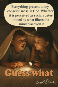 Everything present to my consciousness is God. Whether it is perceived as such is deter- mined by what filters the mind places on it. - Kid