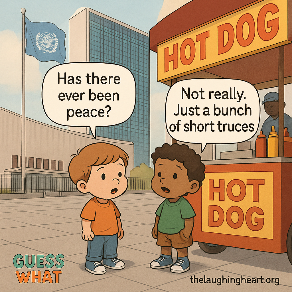 Has there ever been Not really. peace? Just a bunch of short truces a | ne line ot Tt. = et LAG A sey : “Guess= WHAT —~ ie: ihdewaitre eartorg - Kid