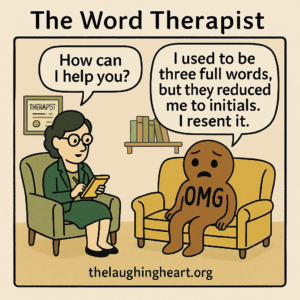 The Word Therapist How can | used to be | help you? three full words, but they reduced me to initials. | resent it. thelaughingheart.org - Therapist Large