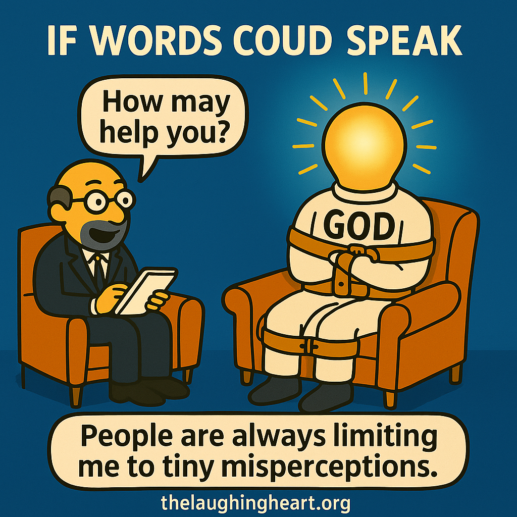 IF WORDS COUD SPEAK How may ) Le 7 help you? [@: a /= X > a 0 ac © K.cop, People are always limiting me to tiny misperceptions. thelaughingheart.org as — 4 - Large Character