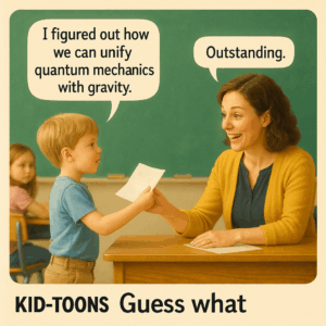 I figured out how we can unify quantum mechanics with gravity. ~ KID-TOONS Guess what - Kid