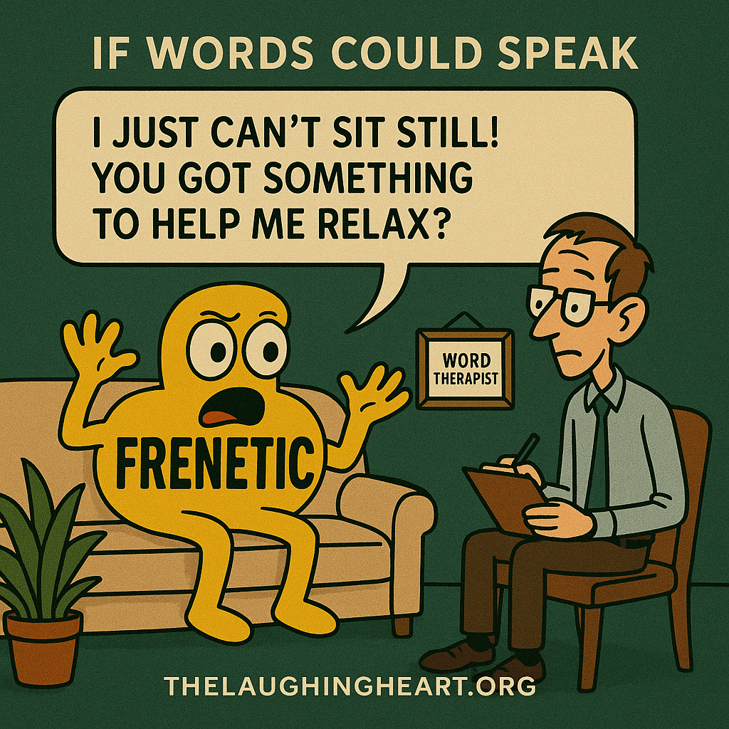 IF WORDS COULD SPEAK | JUST CAN’T SIT STILL! YOU GOT SOMETHING TO HELP ME RELAX? THELAUGHINGHEART.ORG - Large Character