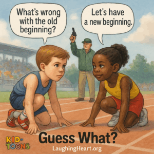 Let's have a new beginning. What's wrong with the old beginning? - Kid