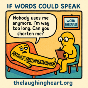 IF WORDS COULD SPEAK Nobody uses me can anymore. I’m way too long. Can you shorten me? thelaughingheart.org - Large Character