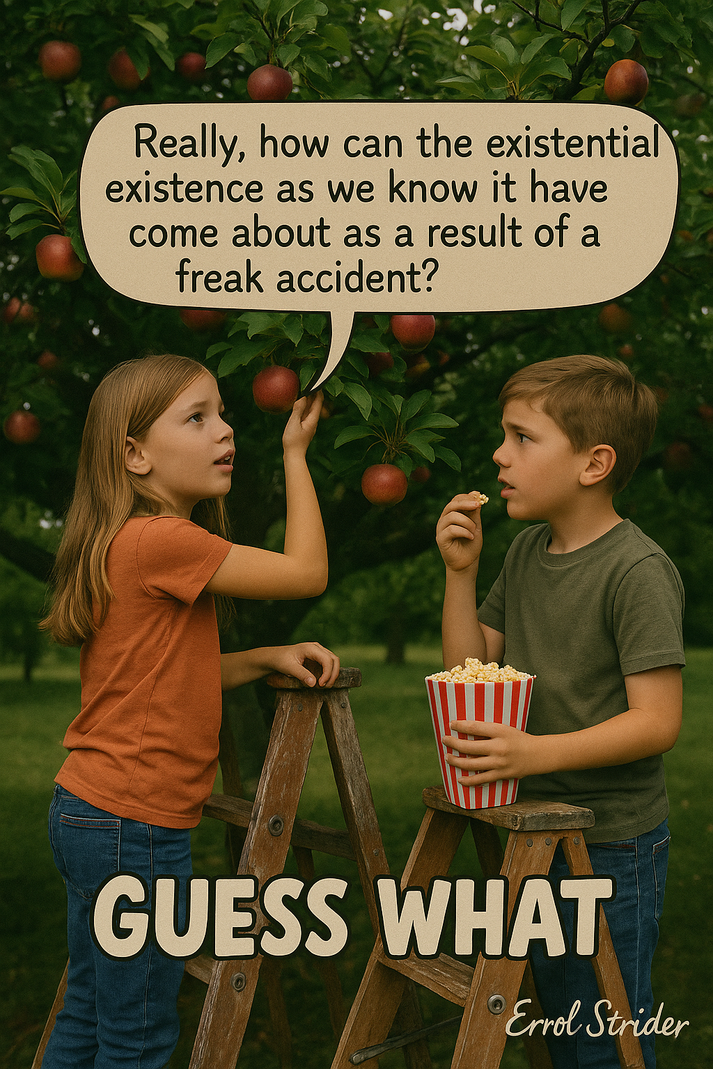 Really, how can the existential existence as we know it have come about as a result of a freak accident? a | GUESS WHAT d - Kid