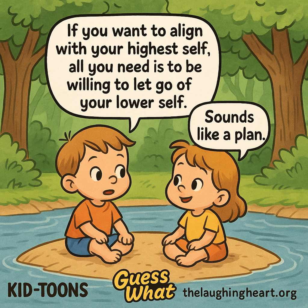 r f you want to align  7 with your highest self, all you need is to be willing to let go of your lower self. KID-TOONS = Oe thelaughingheart.org - Kid