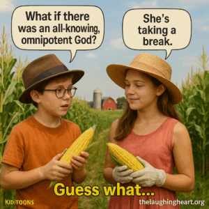 What if there She’s was an all-knowing, taking a  omnipotent God? break. thelaughingheart.org - Kid