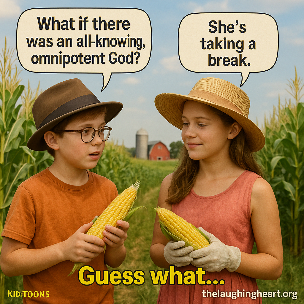 What if there She’s was an all-knowing, taking a  omnipotent God? break. thelaughingheart.org - Kid